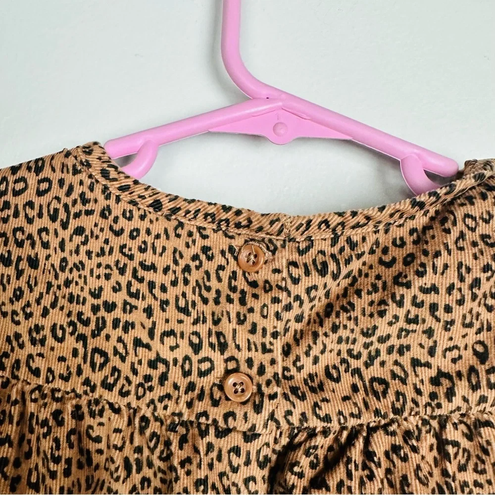 GAP Brown Leopard Print Kids Long Sleeve Dress Size 4 Years old